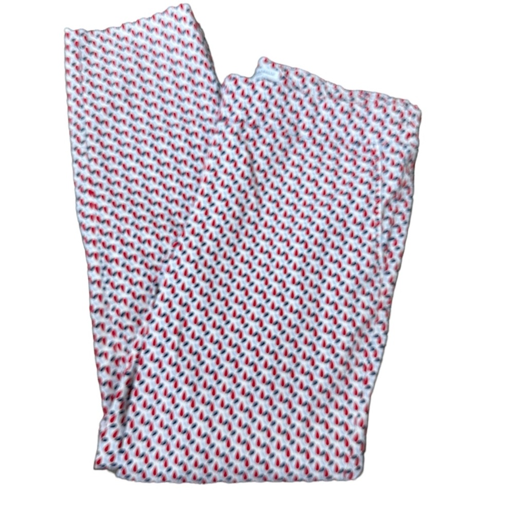 Carolina Belle White Straight Leg Pants with Red Geometric Print
